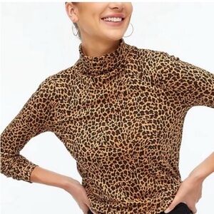 J. Crew Leopard Print Turtleneck Top